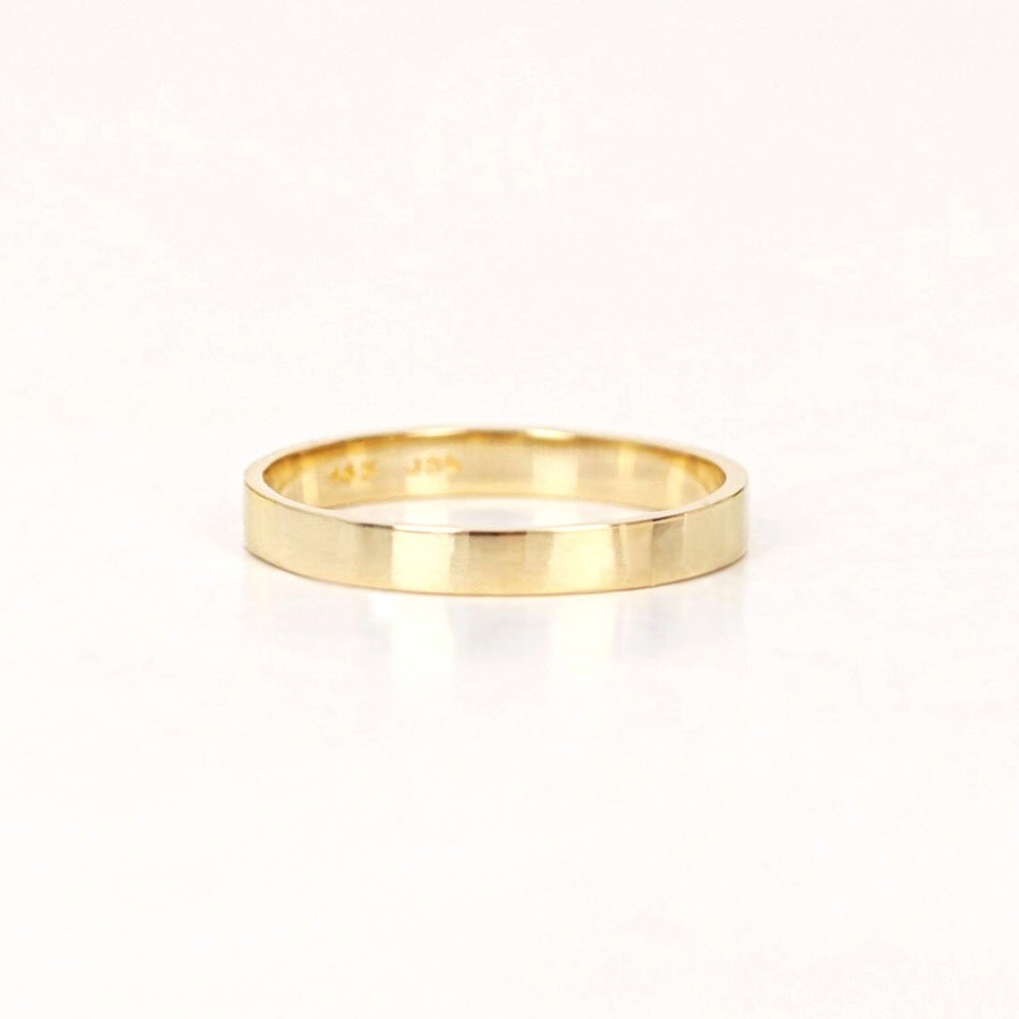 14K Gold Flat Edge Lightweight Wedding Ring Solid Gold Bands