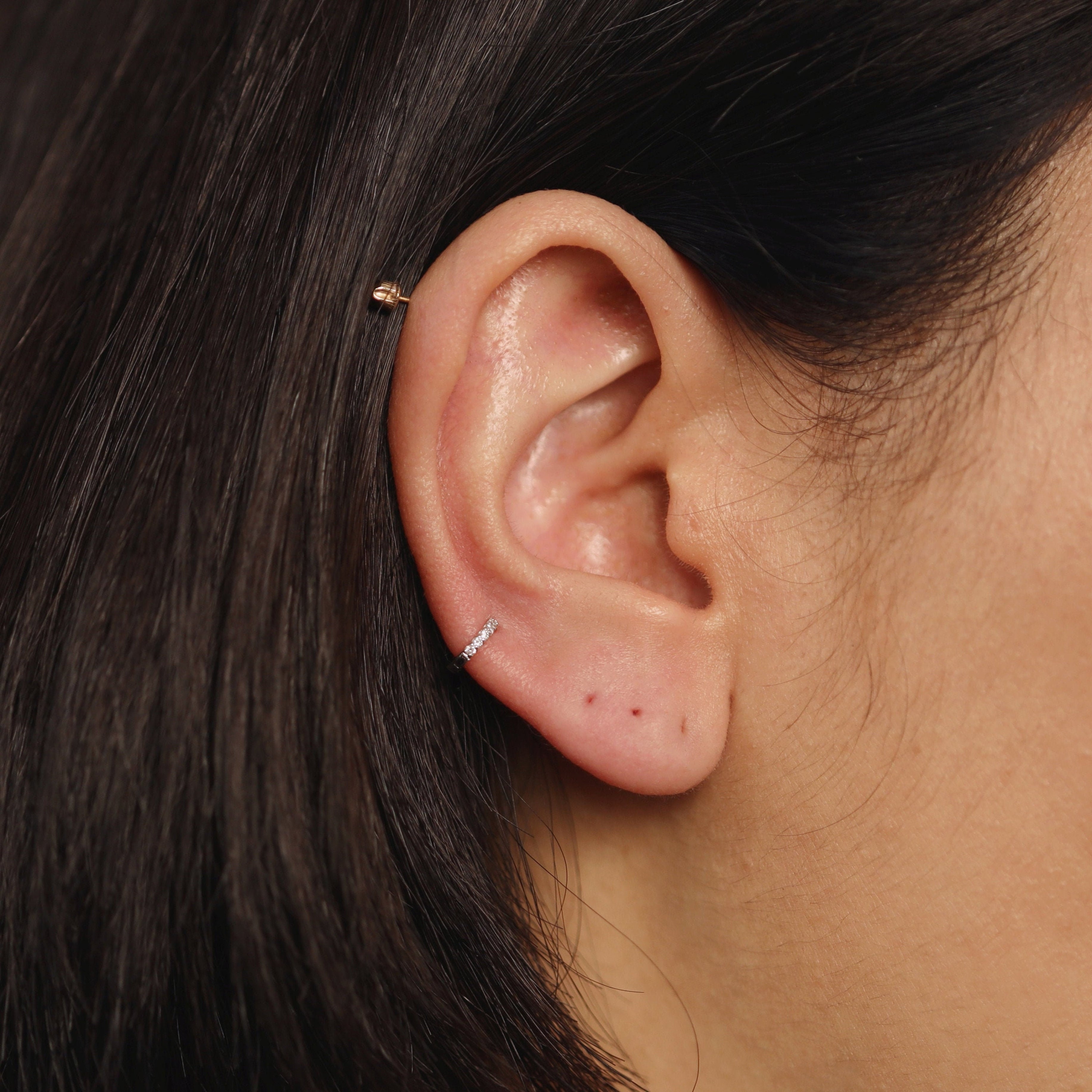 Simple Petite Diamond Helix Huggie Earrings Lab-Grown Diamond