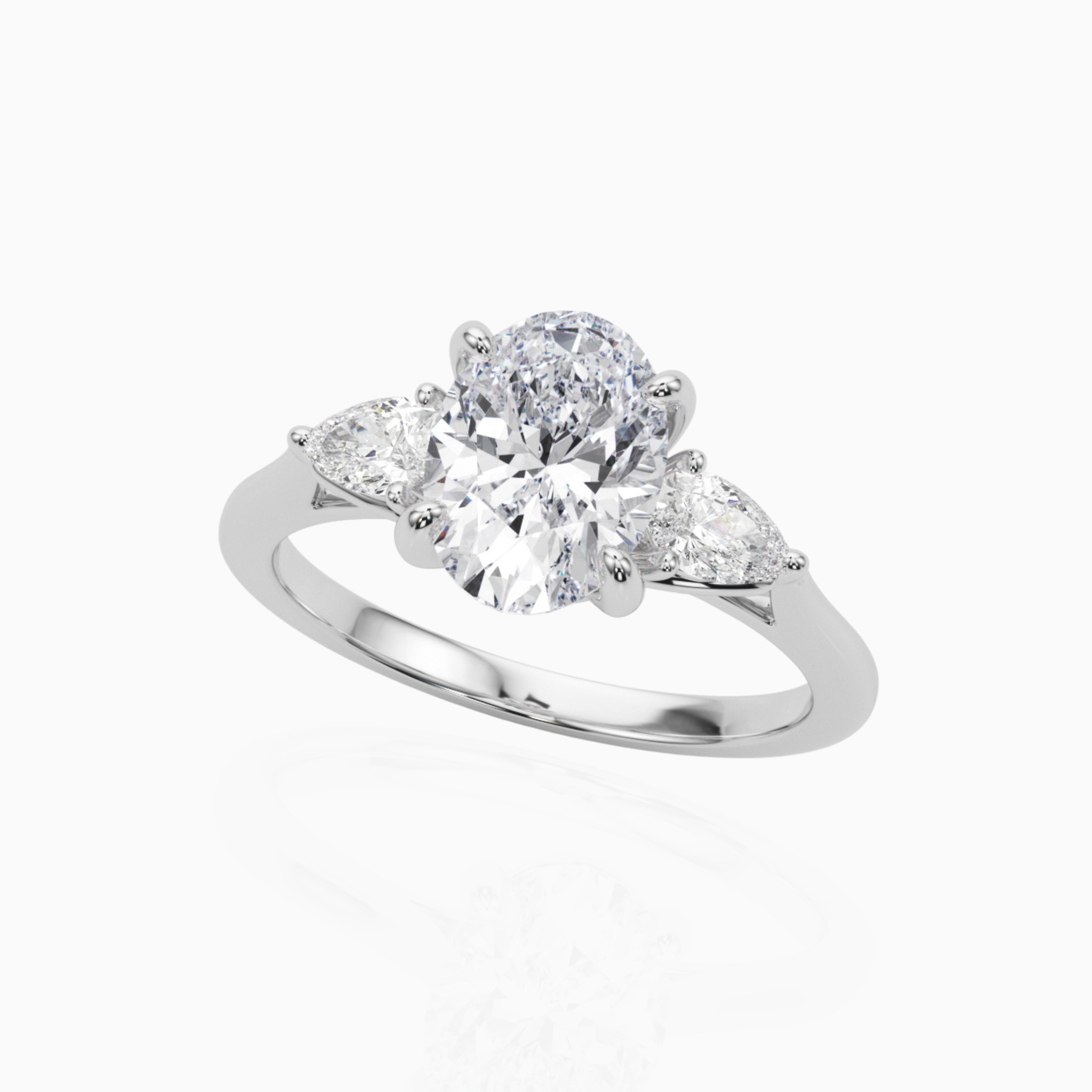 Three Stone Trilogy Oval Pear Lab-Grown Diamond Engagement Ring