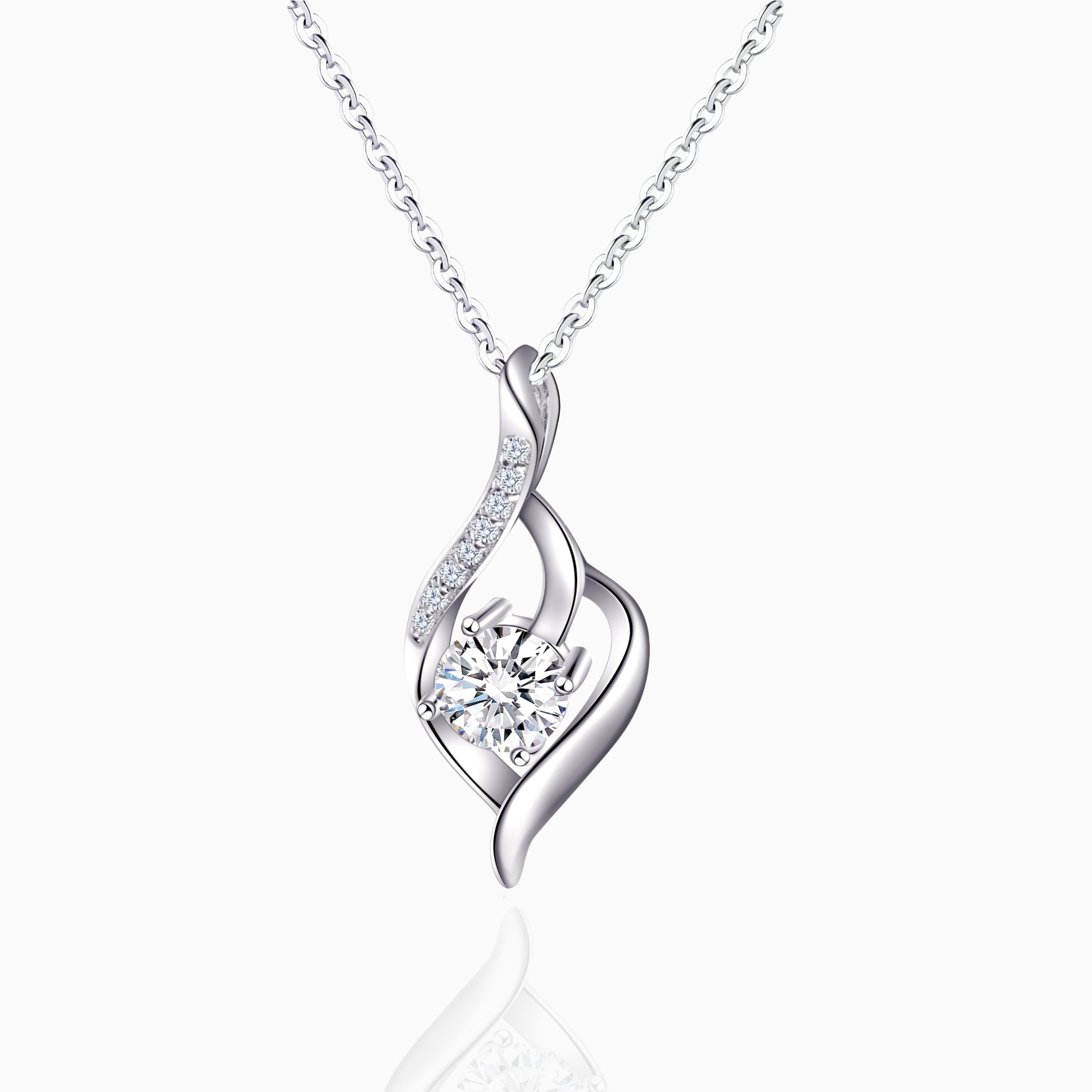 1.0ct.tw Round Moissanite Infinity Twist Solitaire Pendant Necklace Moissanite