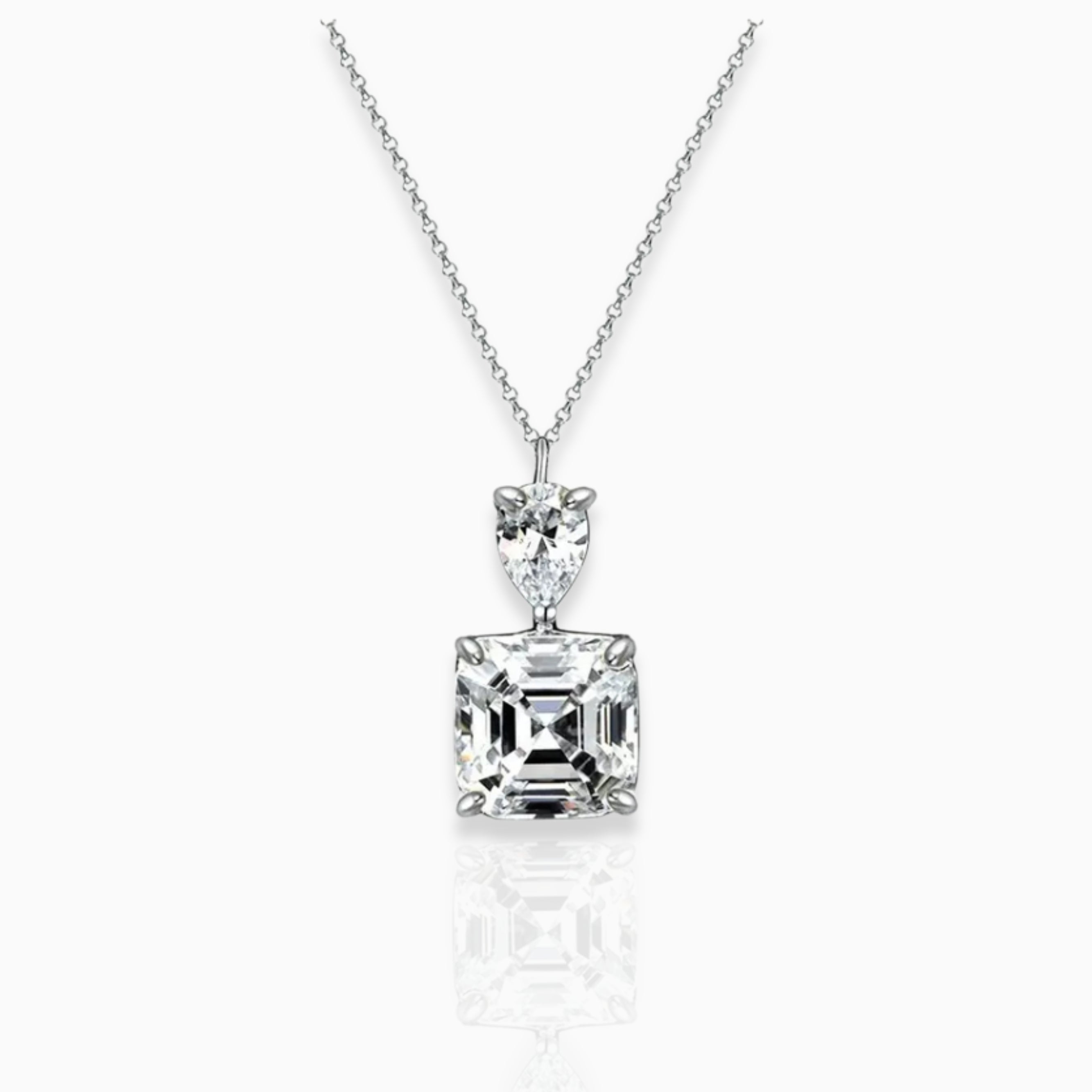 1.2ct.tw Pear & Asscher Moissanite Sterling Silver Pendant Necklace Moissanite
