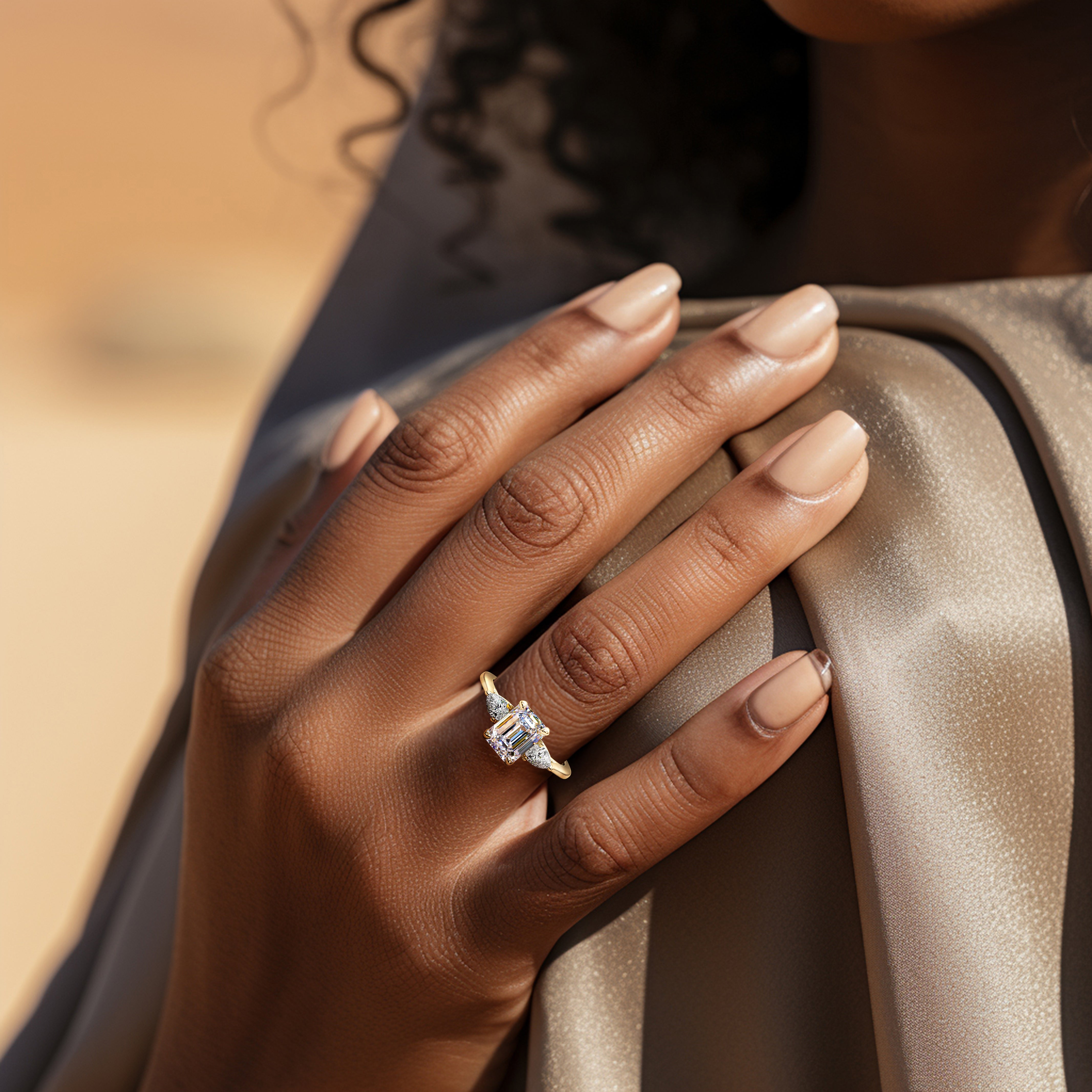 Three Stone Lab-Grown Diamond Engagement Ring Lab-Grown Diamond
