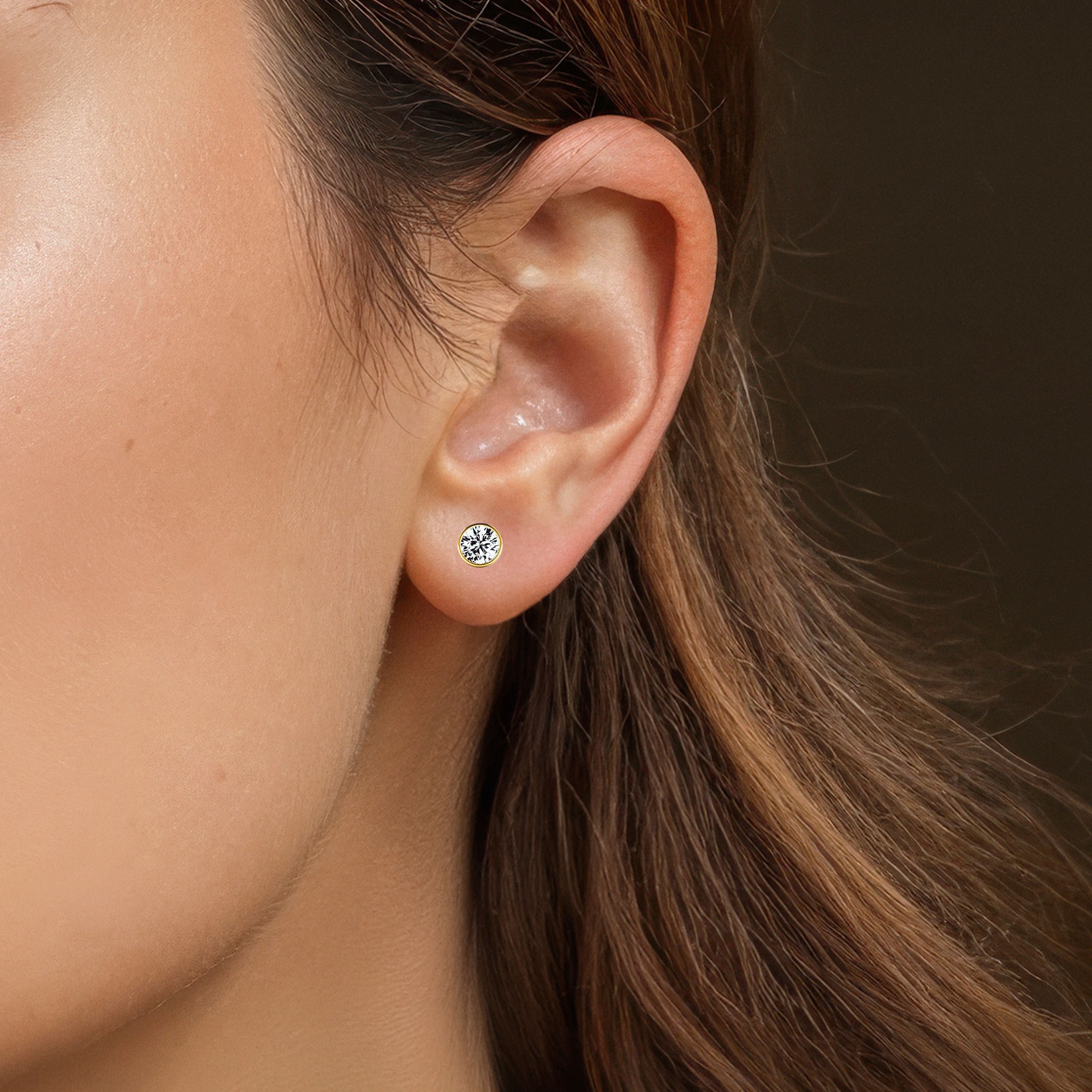 Bezel Set Diamond Earrings Lab-Grown Diamond