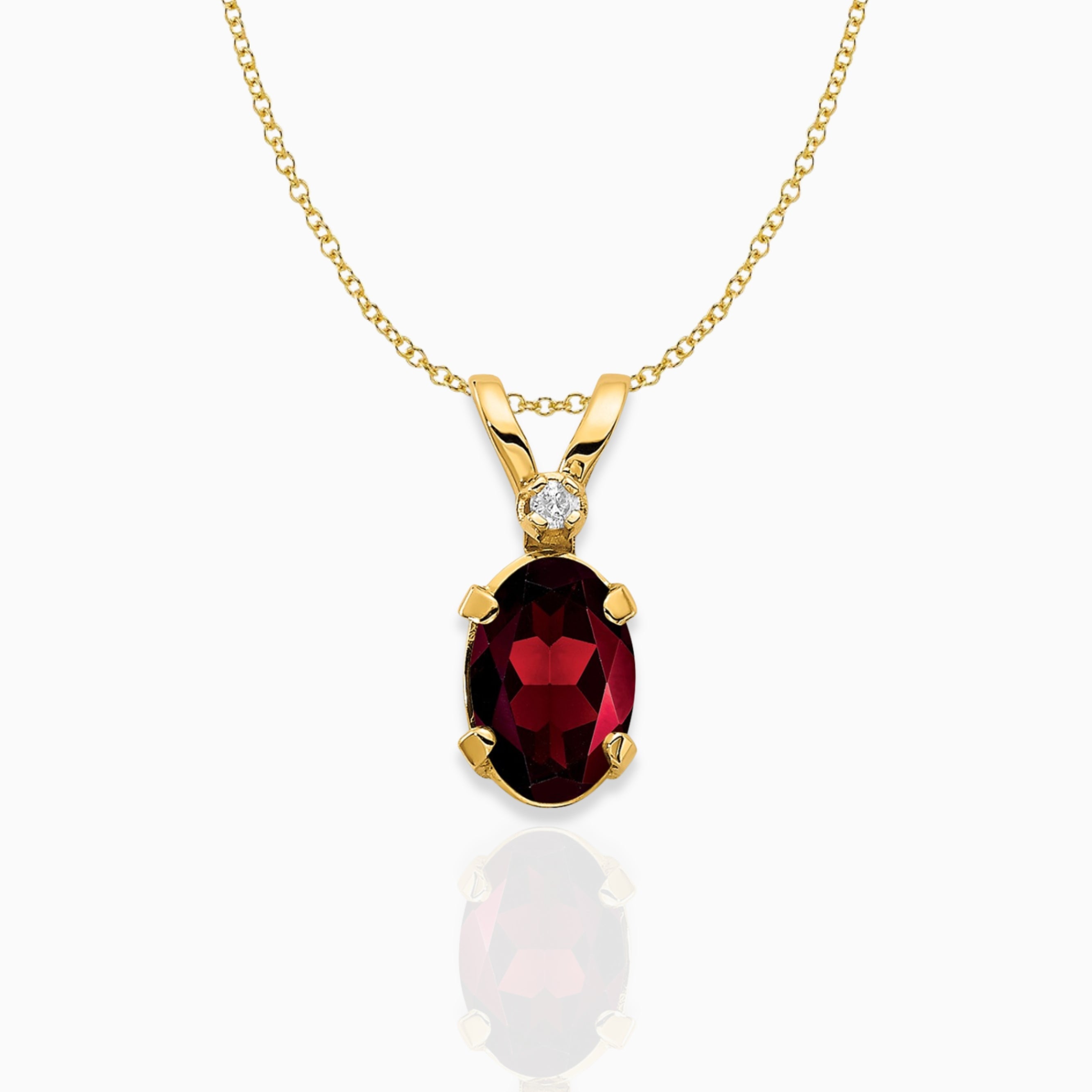 Oval Garnet Solitaire Pendant Necklace 14k Yellow Gold Birthstone Karat Designs