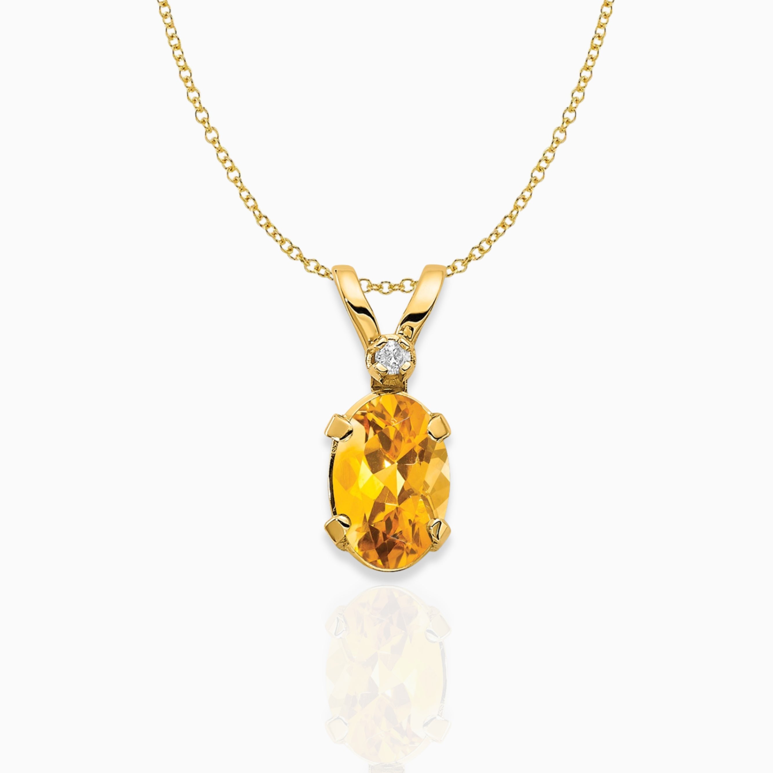 Oval Citrine Solitaire Pendant Necklace 14k Yellow Gold Birthstone Karat Designs
