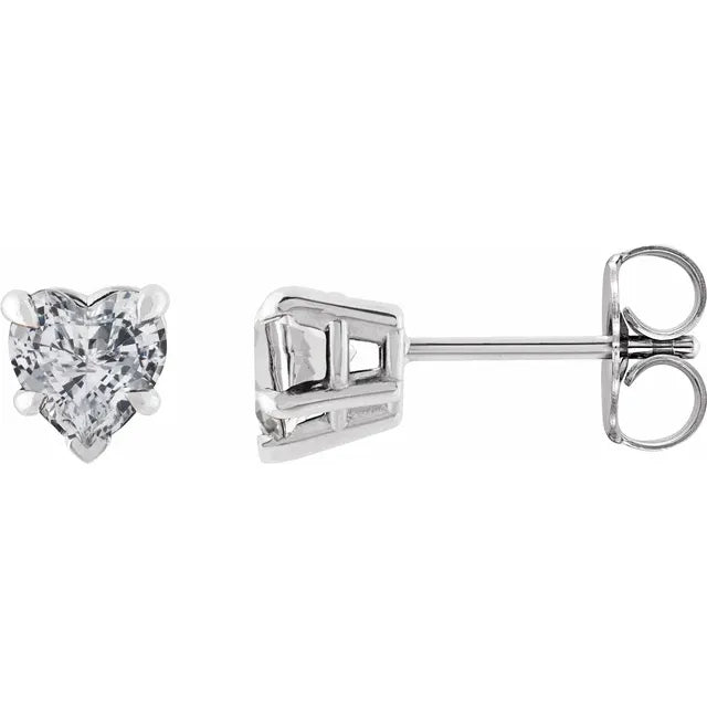 Heart Shaped Lab Diamond Earrings 14k White Gold Lab-Grown Diamond Karat Designs