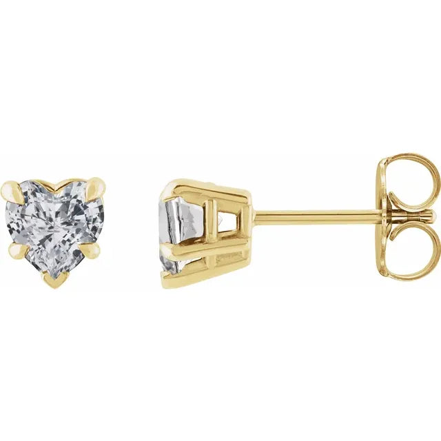 Heart Shaped Lab Diamond Earrings 14k Yellow Gold Lab-Grown Diamond Karat Designs
