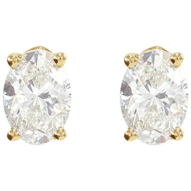 Oval Diamond Solitaire Stud Earrings Lab-Grown Diamond Karat Designs