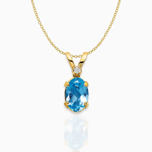 Oval Swiss Blue Topaz Solitaire Pendant Necklace 14k Yellow Gold Birthstone Karat Designs