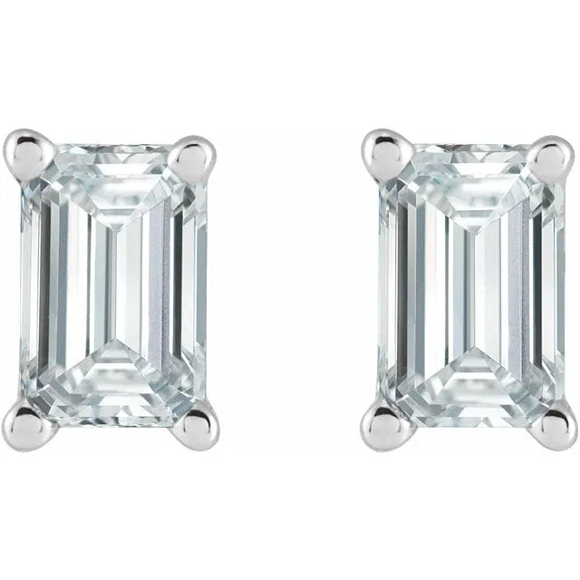 Emerald Cut Diamond Stud Earrings Lab-Grown Diamond Karat Designs