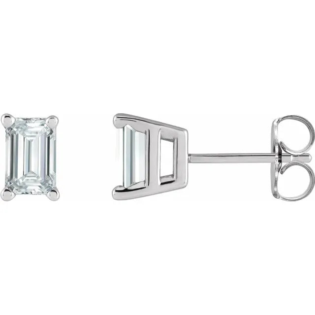 Emerald Cut Diamond Stud Earrings 14k White Gold Lab-Grown Diamond Karat Designs