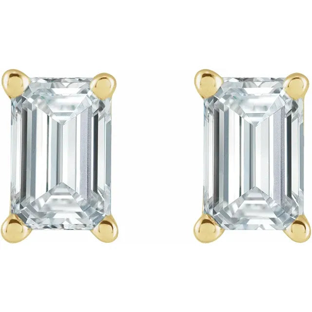Emerald Cut Diamond Stud Earrings Lab-Grown Diamond Karat Designs