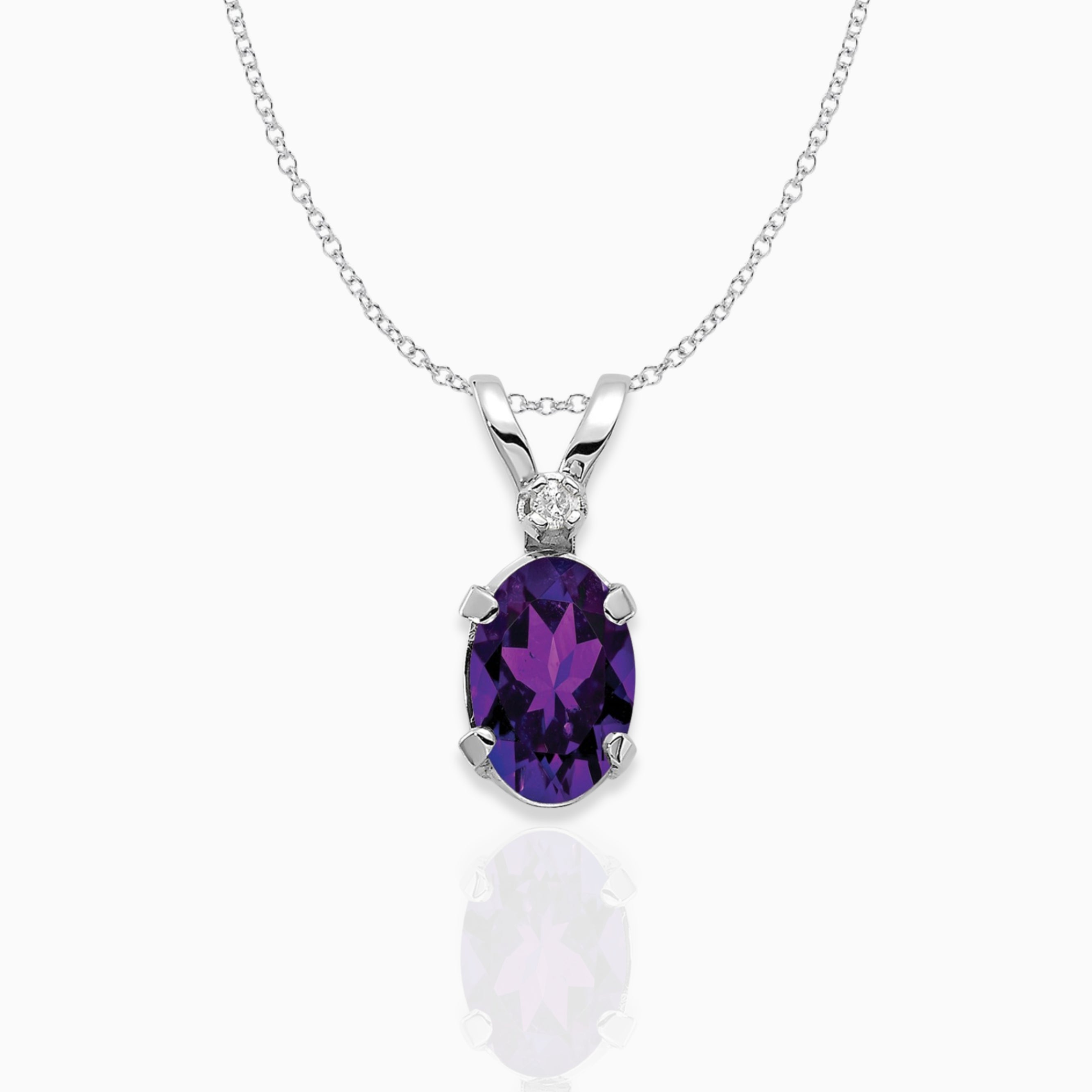 Oval Amethyst Solitaire Pendant Necklace 14k White Gold Birthstone Karat Designs