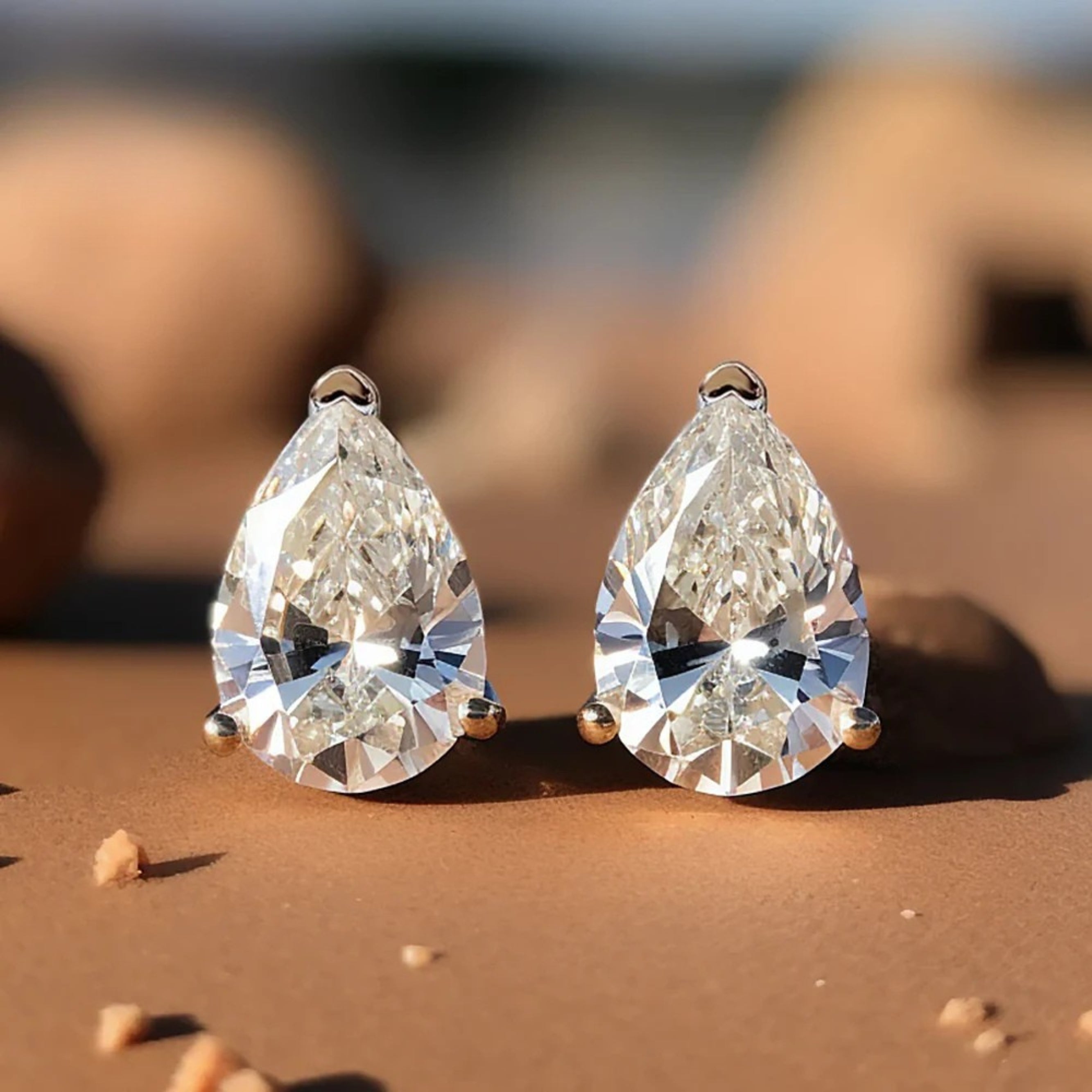 Moissanite Pear Cut Stud Earrings Moissanite