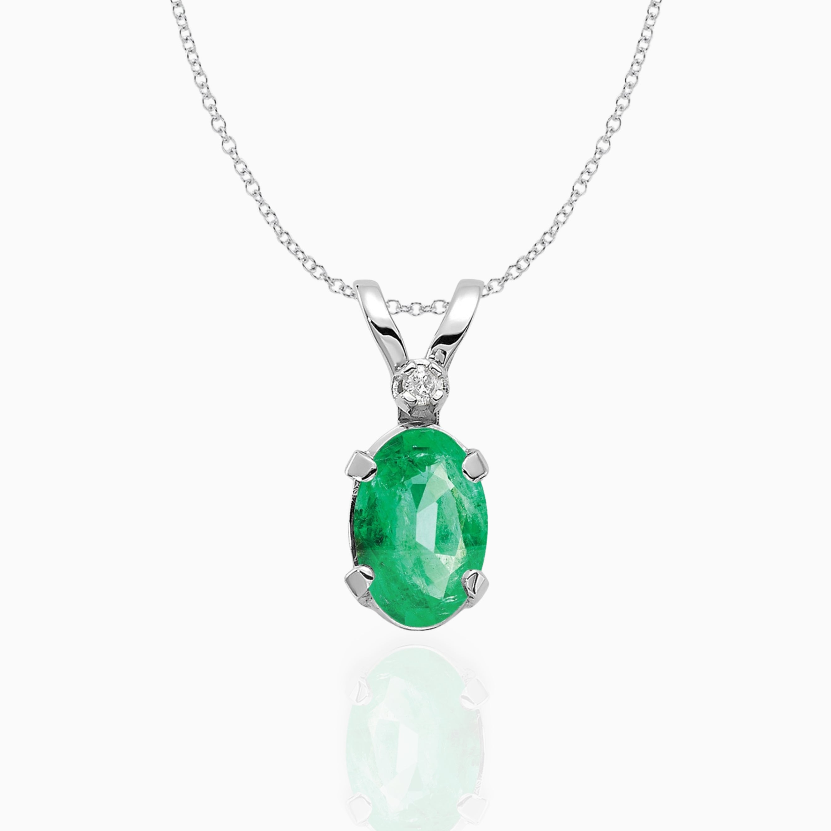 Oval Emerald Solitaire Pendant Necklace 14k White Gold Birthstone Karat Designs