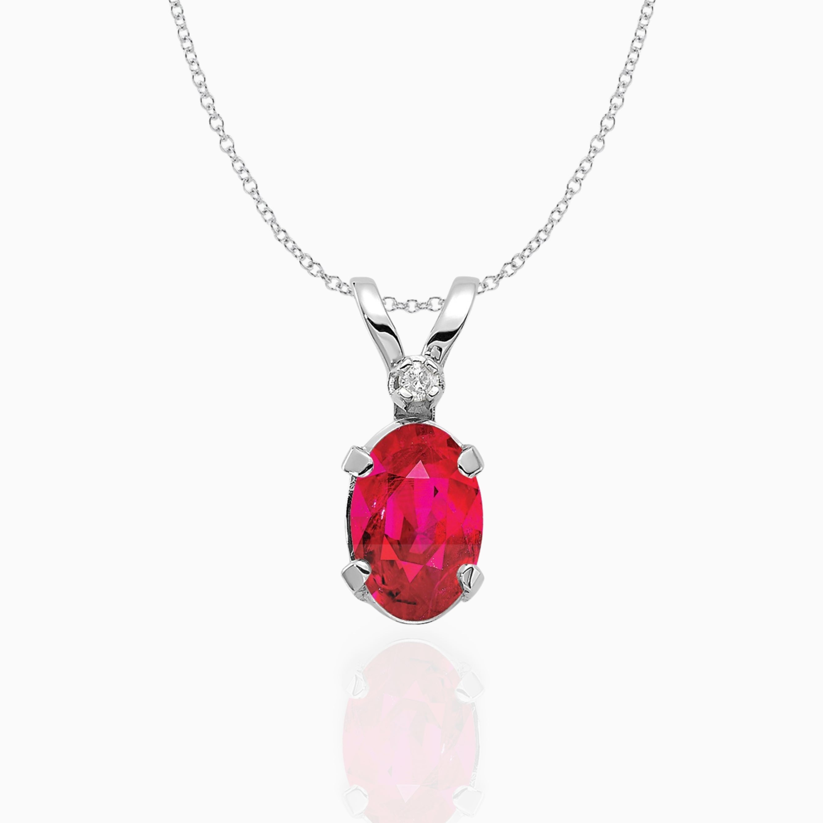 Oval Ruby Solitaire Pendant Necklace 14k White Gold Birthstone Karat Designs