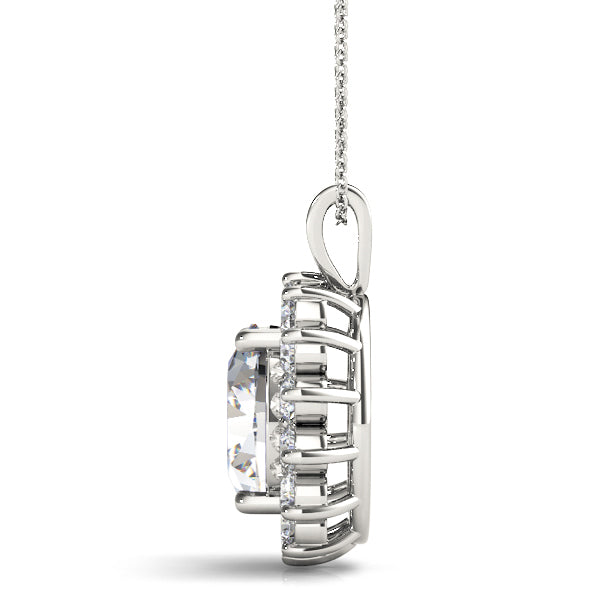 Floral Oval Cut Halo Pendant Necklace Lab-Grown Diamond Karat Designs