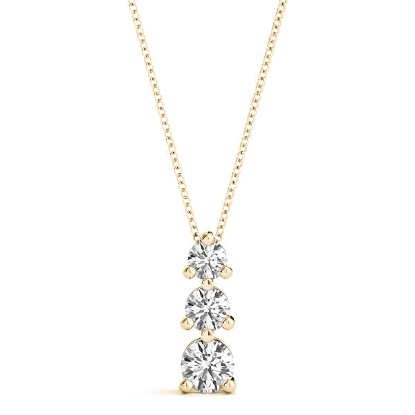 Three Stone Diamond Pendant Necklace Lab-Grown Diamond Karat Designs