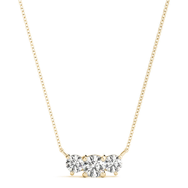 Three Stone Diamond Pendant Necklace 14k Yellow Gold Lab-Grown Diamond Karat Designs
