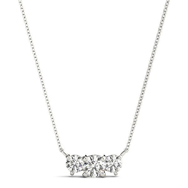 Three Stone Diamond Pendant Necklace 14k White Gold Lab-Grown Diamond Karat Designs