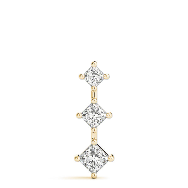 Three Stone Princess Diamond Pendant Necklace Lab-Grown Diamond Karat Designs