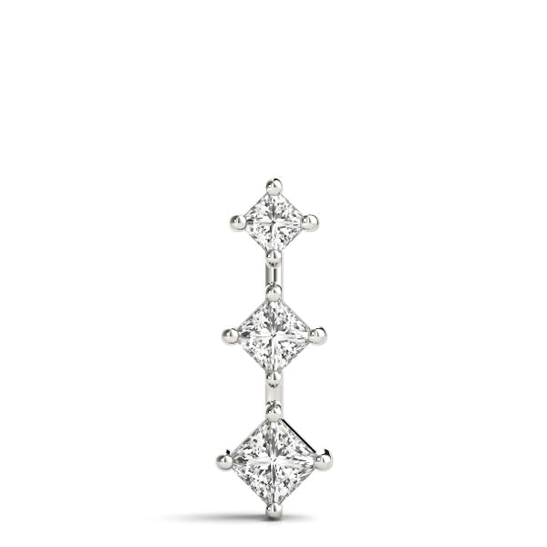 Three Stone Princess Diamond Pendant Necklace Lab-Grown Diamond Karat Designs