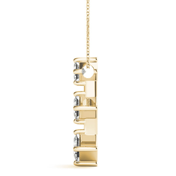 Three Stone Princess Diamond Pendant Necklace Lab-Grown Diamond Karat Designs