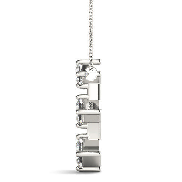 Three Stone Princess Diamond Pendant Necklace Lab-Grown Diamond Karat Designs