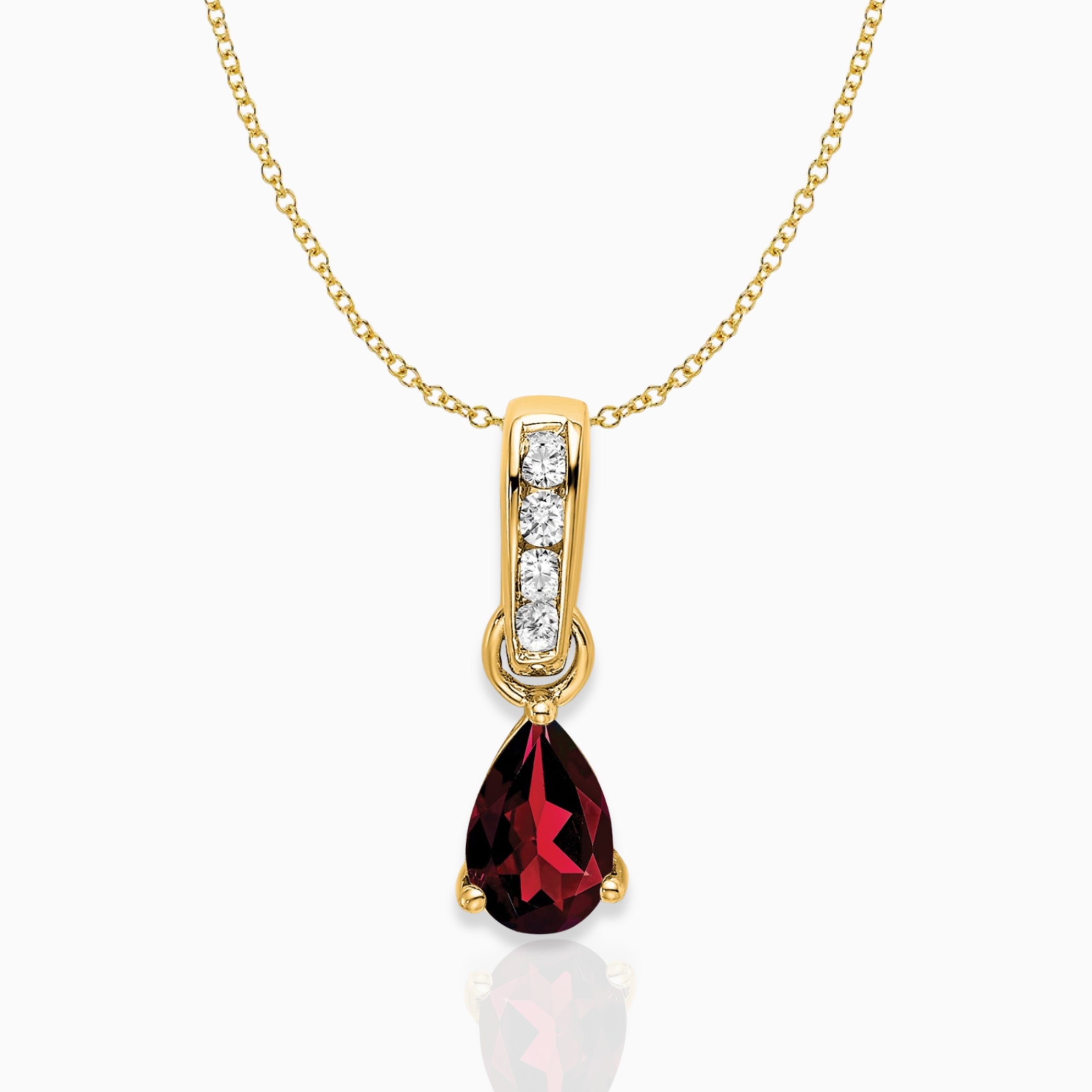 Pear Shaped Garnet Drop Pendant Necklace 14k Yellow Gold Birthstone Karat Designs