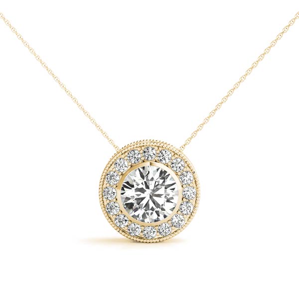 Lab-Grown Diamond Round Halo Pendant Necklace 14k Yellow Gold Lab-Grown Diamond Karat Designs