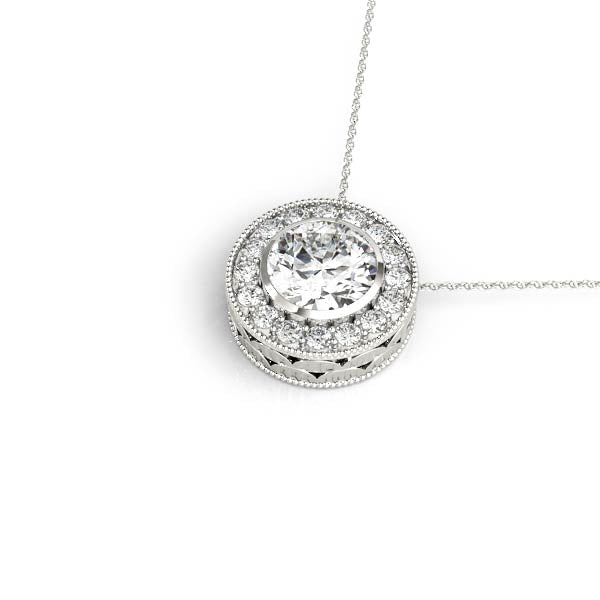 Lab-Grown Diamond Round Halo Pendant Necklace Lab-Grown Diamond Karat Designs
