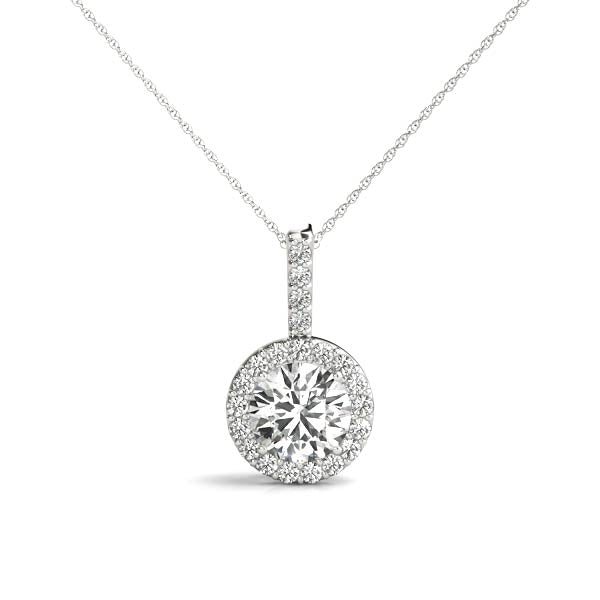 Halo Pendant Necklace 14k White Gold Lab-Grown Diamond Karat Designs