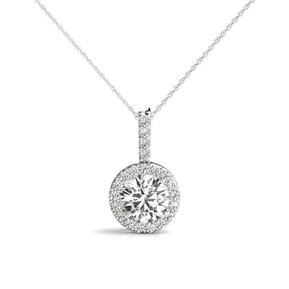 Halo Pendant Necklace 14k White Gold Lab-Grown Diamond Karat Designs