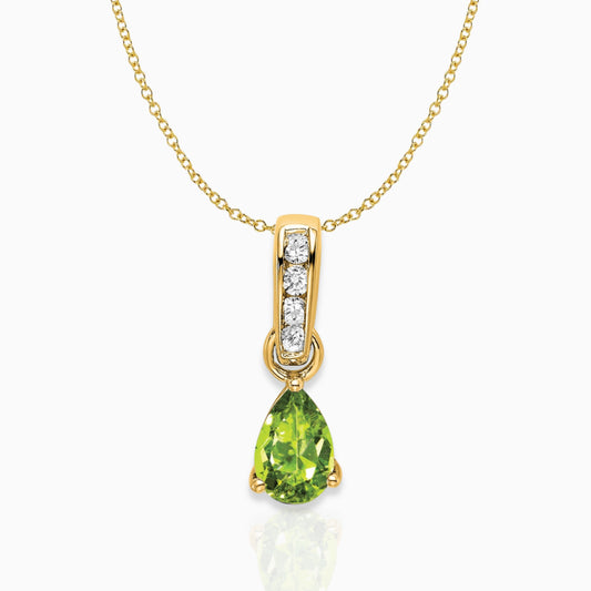 Pear Shaped Peridot Drop Pendant Necklace 14k Yellow Gold Birthstone Karat Designs