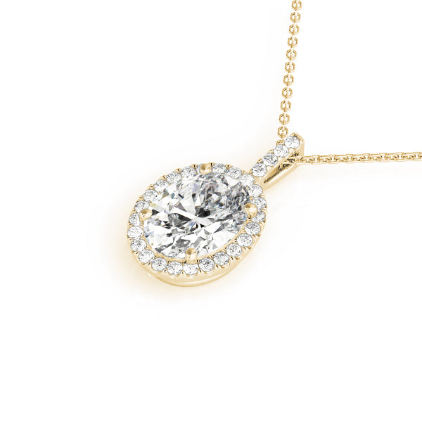 Oval Lab-Grown Diamond Halo Pendant Lab-Grown Diamond Karat Designs