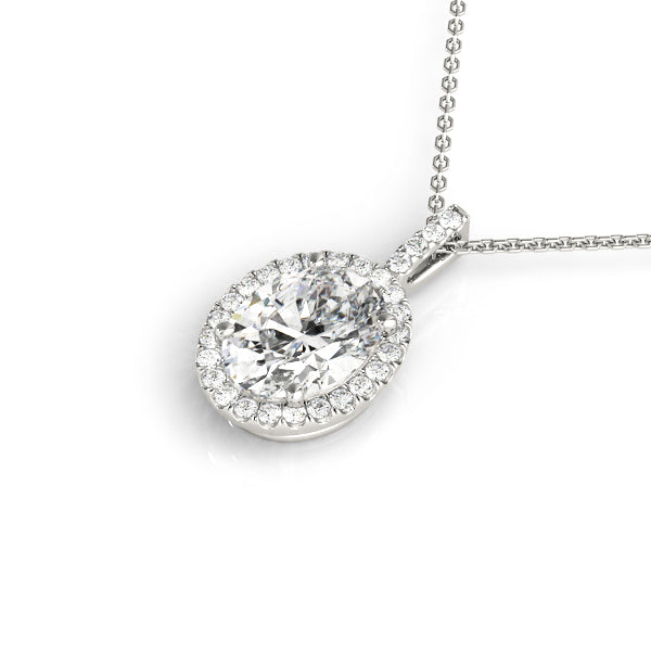 Oval Lab-Grown Diamond Halo Pendant Lab-Grown Diamond Karat Designs