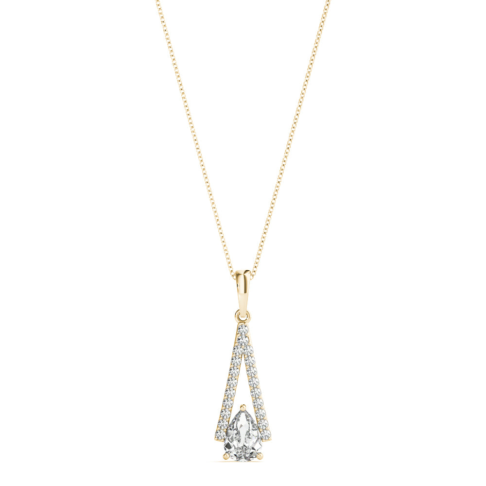 Pear Diamond Tear Drop Necklace 14k Yellow Gold 0.62 Lab-Grown Diamond Karat Designs