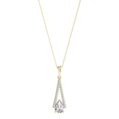 Pear Diamond Tear Drop Necklace 14k Yellow Gold 0.62 Lab-Grown Diamond Karat Designs