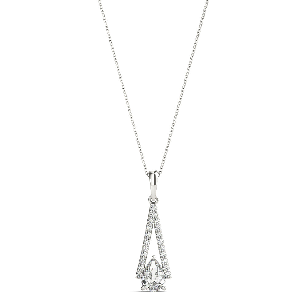 Pear Diamond Tear Drop Necklace 14k White Gold 0.62 Lab-Grown Diamond Karat Designs