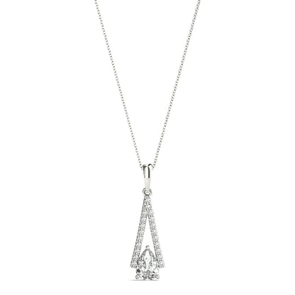 Pear Diamond Tear Drop Necklace 14k White Gold 0.62 Lab-Grown Diamond Karat Designs