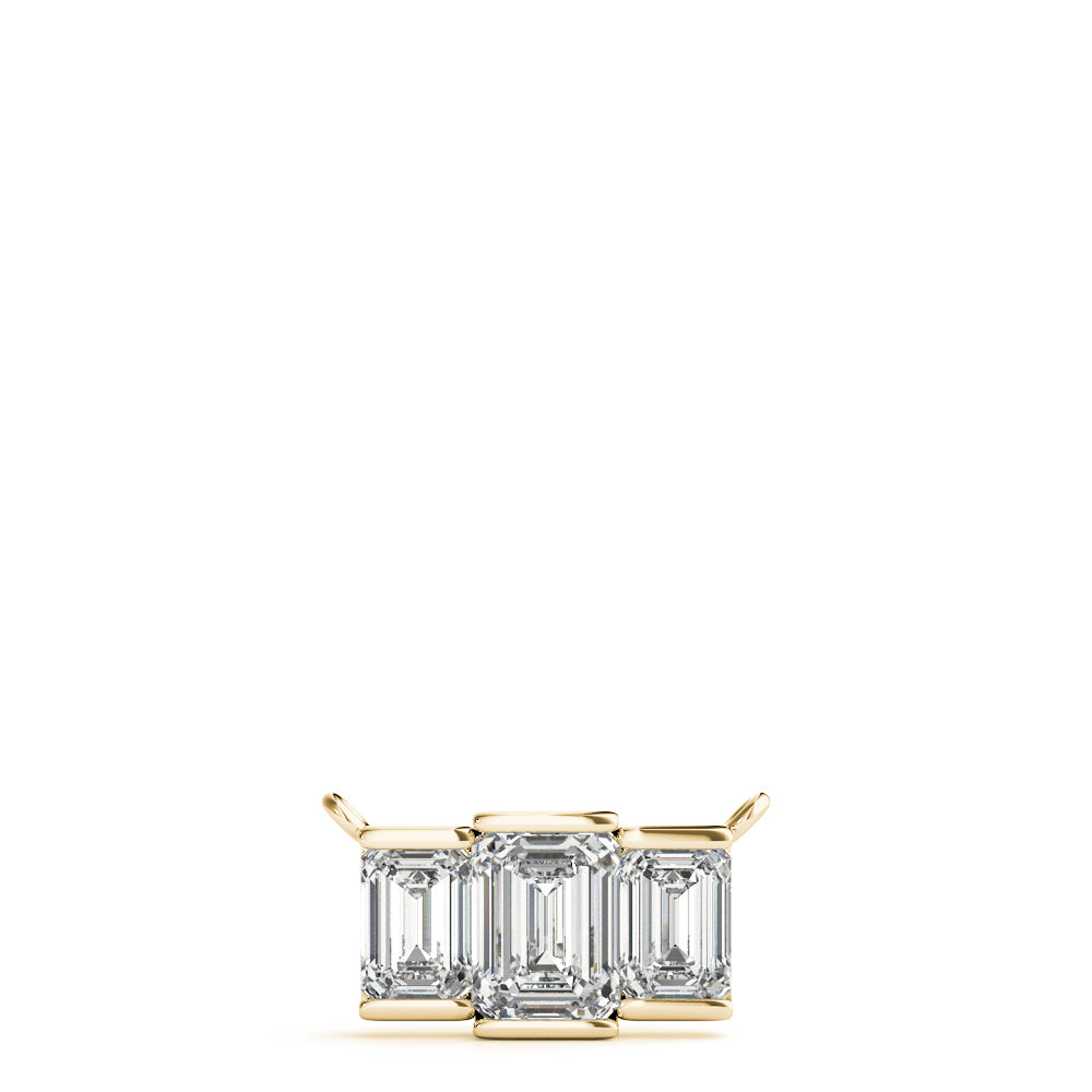 Three Stone Emerald Diamond Pendant Necklace Lab-Grown Diamond Karat Designs