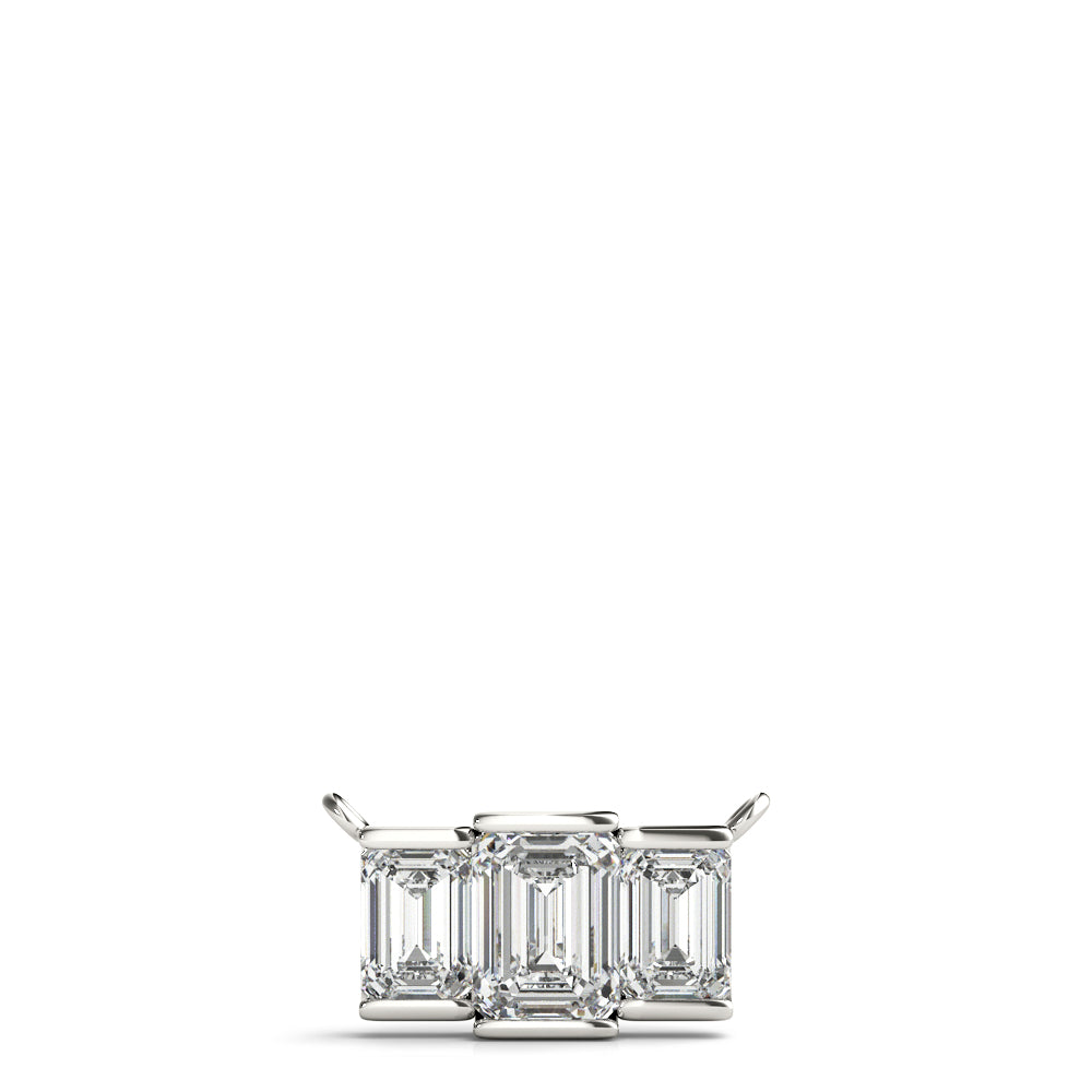 Three Stone Emerald Diamond Pendant Necklace Lab-Grown Diamond Karat Designs
