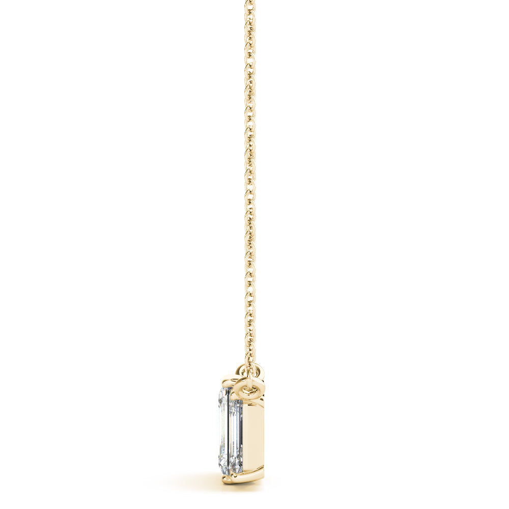 Three Stone Emerald Diamond Pendant Necklace Lab-Grown Diamond Karat Designs