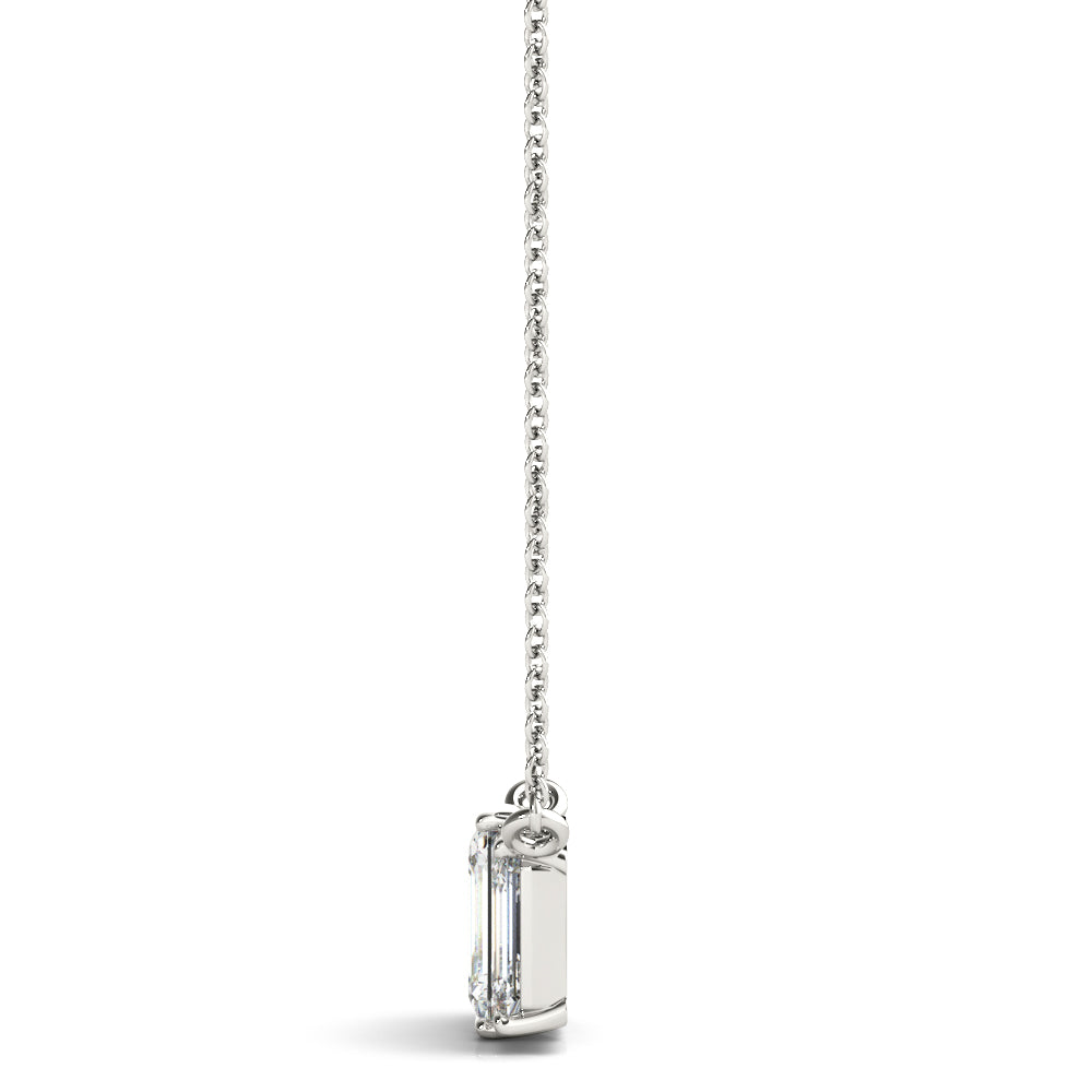 Three Stone Emerald Diamond Pendant Necklace Lab-Grown Diamond Karat Designs