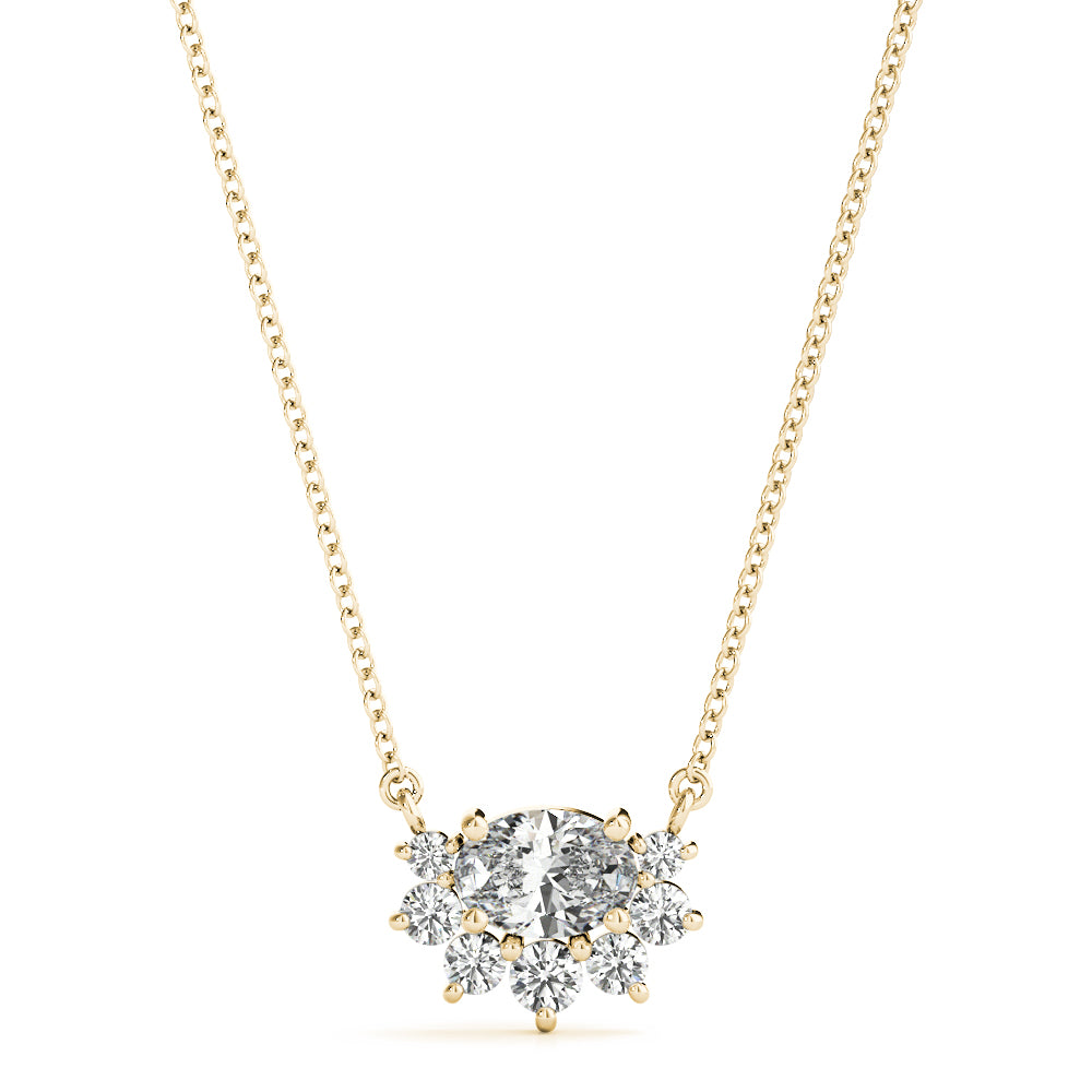 Half Halo Oval Diamond Necklace 14k Yellow Gold Lab-Grown Diamond Karat Designs