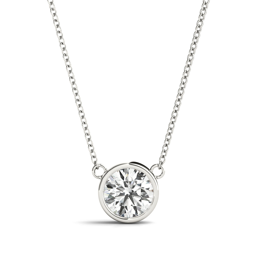 Solitaire Bezel Necklace 14k White Gold Lab-Grown Diamond Karat Designs