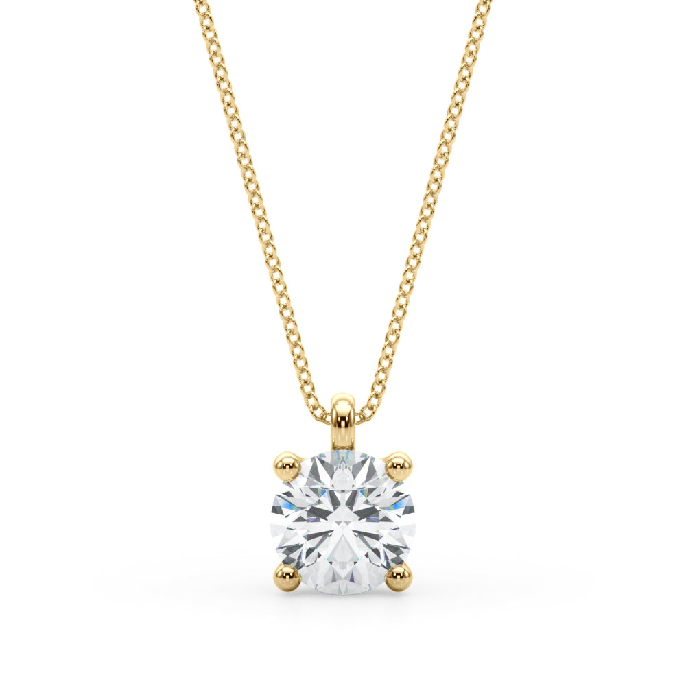 Round Lab-Grown Diamond Single Bail Solitaire Necklace 14k Yellow Gold Lab-Grown Diamond Karat Designs