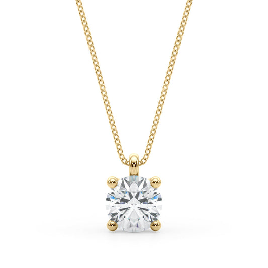 Round Lab-Grown Diamond Single Bail Solitaire Necklace 14k Yellow Gold Lab-Grown Diamond Karat Designs