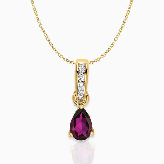 Pear Shaped Rhodolite Garnet Drop Pendant Necklace 14k Yellow Gold Birthstone Karat Designs