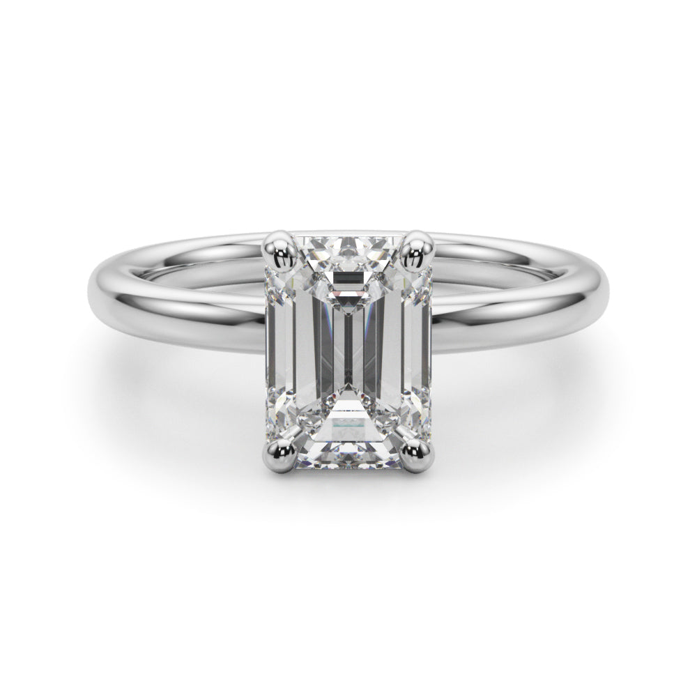 Emerald Cut Solitaire Engagement Ring 14k White Gold Lab-Grown Diamond Karat Designs
